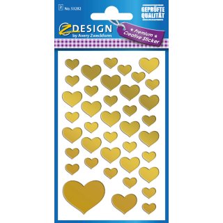 AVERY Zweckform ZDesign CREATIVE Sticker "Herzen" gold 2 Blatt à 39 Sticker