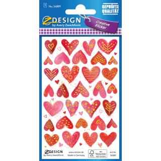 AVERY Zweckform ZDesign Sticker CREATIVE "Herzen" 1 Blatt à 47 Etiketten