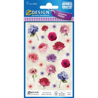 AVERY Zweckform ZDesign Sticker CREATIVE "Blütenmix" 1 Blatt à 24 Etiketten