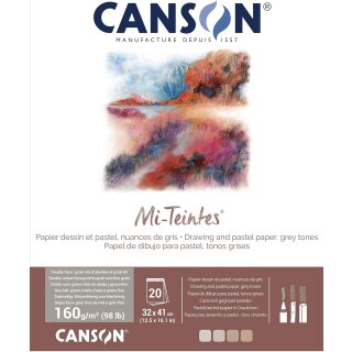 CANSON Zeichenpapier Mi-Teintes im Block 320 x 410 mm 20 Blatt Grautönen