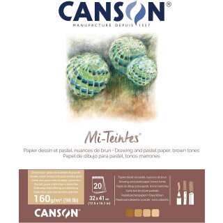 CANSON Zeichenpapier Mi-Teintes im Block 320 x 410 mm 20 Blatt 5 Erdtöne