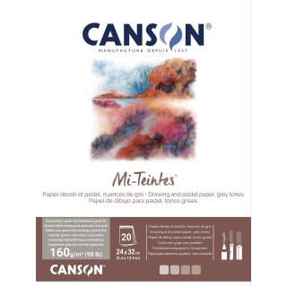 CANSON Zeichenpapier Mi-Teintes im Block 240 x 320 mm 20 Blatt 5 Grautöne