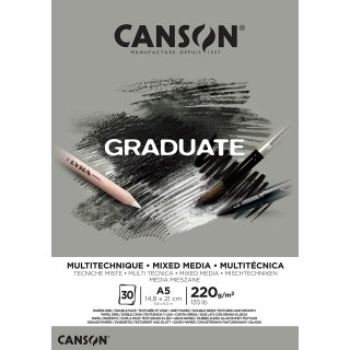 CANSON Studienblock GRADUATE MIXED MEDIA grau DIN A5 30 Blatt