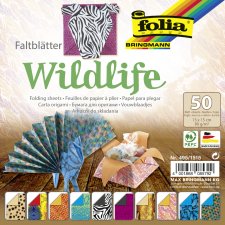 folia Faltblätter "Wildlife" 150 x 150mm 80 g/qm 50 Blatt sortiert in 10 Motiven