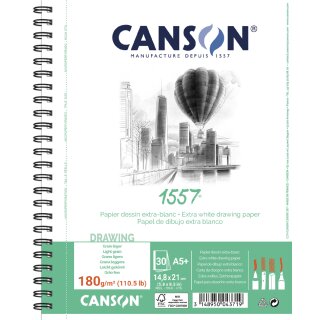 CANSON Zeichenpapierblock 1557 DIN A4+ 180 g/qm 30 Blatt
