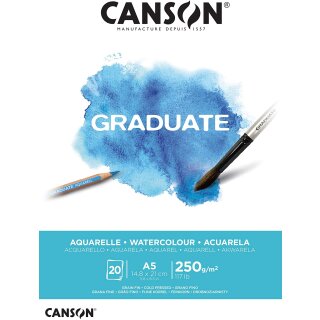 CANSON Studienblock GRADUATE AQUARELLE DIN A5 weiß 20 Blatt