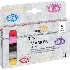 KREUL Textilmarker Glitter medium 5er-Set