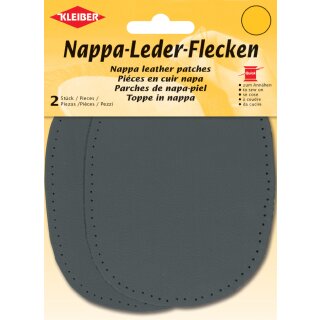 KLEIBER Nappa-Lederflecken oval 100 x 125 mm dunkelgrau 2 Stück