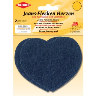 KLEIBER Jeans-Flecken Herzen 85 x 105 mm dunkelblau 2 Stück