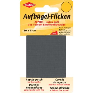 KLEIBER Zephir-Aufbügel-Flicken 300 x 60 mm dunkelgrau