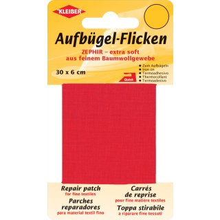 KLEIBER Zephir-Aufbügel-Flicken 300 x 60 mm rot