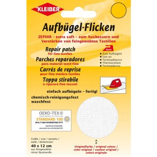 KLEIBER Zephir-Aufbügel-Flicken 400 x 120 mm weiß