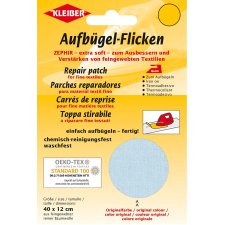 KLEIBER Zephir-Aufbügel-Flicken 400 x 120 mm hellblau