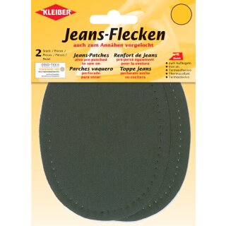 KLEIBER Jeans-Bügelflecken oval 130 x 100 mm oliv 2 Stück