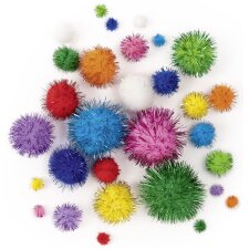 folia Pompons SPARKLING RAINBOW Größen...