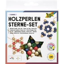 folia Holzperlen Sterne-Set CLASSIC 161-teilig