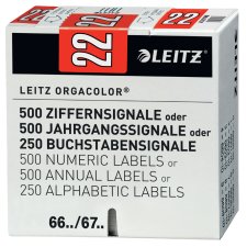 LEITZ Jahressignal Orgacolor "22" auf Streifen rot