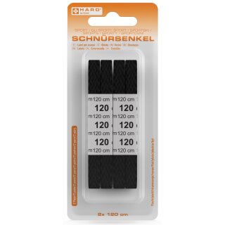 HARO Sport-Schnürsenkel flach 1200 mm schwarz 2 Paar