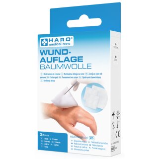 HARO Wundauflage aus Baumwolle weiß 3er Pack