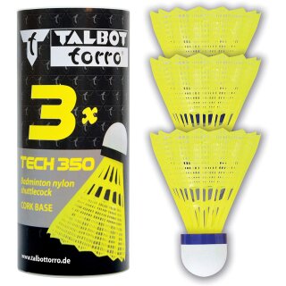 TALBOT torro Badmintonball Tech 350 medium gelb/blau 3 Stück