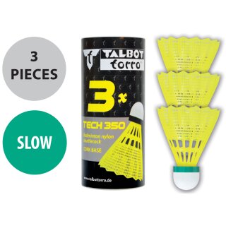 TALBOT torro Badmintonball Tech 350 slow gelb/grün 3 Stück