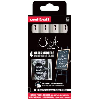 uni-ball Kreidemarker Chalk marker PWE5M/4 PF BL 4er Etui weiß
