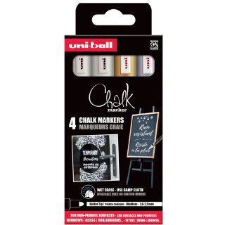 uni-ball Kreidemarker Chalk marker PWE5M/4PFASS46 4er Etui farbig sortiert