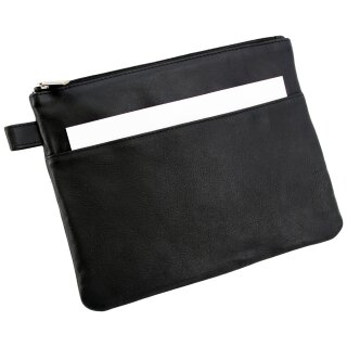 Alassio Banktasche/Utensilientasche mit Vortasche Leder schwarz