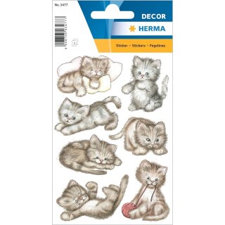 HERMA Sticker DECOR "Drolliges Kätzchen" 3 Blatt à 7 Sticker