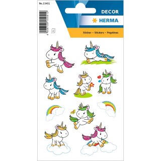 HERMA Sticker DECOR "Baby Einhorn" beglimmert 2 Blatt à 10 Sticker