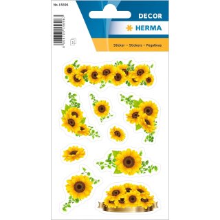 HERMA Sticker DECOR "Sonnenblumen" 3 Blatt à 9 Sticker