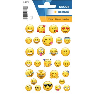 HERMA Sticker DECOR "Lovely Emoijs" 3 Blatt à 29 Sticker