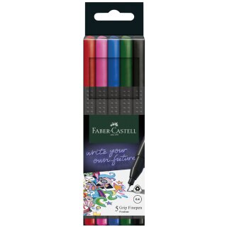 FABER-CASTELL Fineliner GRIP FINEPEN 5er Kartonetui