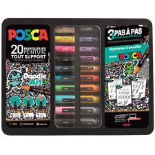 POSCA Pigmentmarker "Doodle Art" 20er Metallbox
