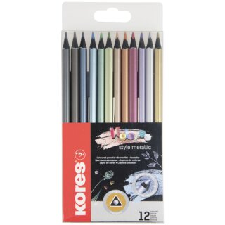 Kores Dreikant-Buntstifte "Kolores Metallic Style" 12er Kunststoff-Etui
