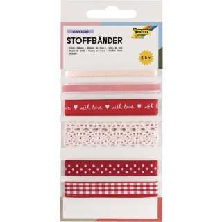 folia Stoffbänder-Mix "Rosy Love" Gesamtlänge: 5,5 m