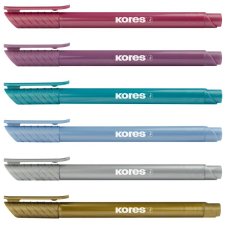 Kores Fasermaler Brush Tip Marker Metallic Style 6 Stück