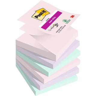 Post-it Haftnotizen Super Sticky Z-Notes 76 x 76 mm Soulful Collection 6 Blöcke