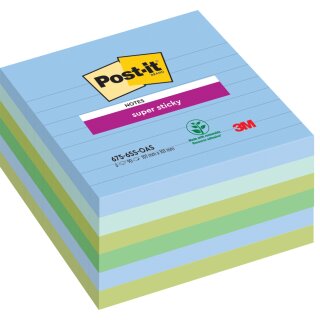 Post-it Haftnotizen Super Sticky Notes 101 x 101mm liniert 6 Blöcke á 90 Blatt