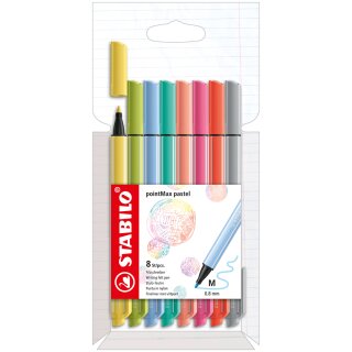 STABILO Fasermaler pointMax 8er Karton-Etui Pastell