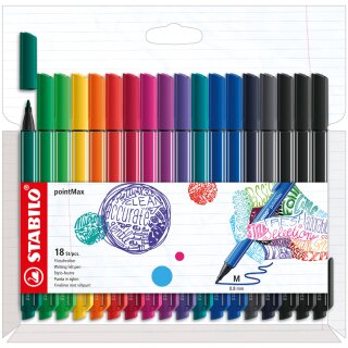 STABILO Fasermaler pointMax 18er Karton-Etui neue Farben