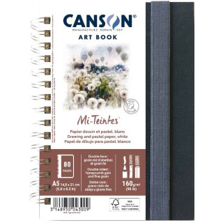 CANSON Skizzenbuch ART BOOK Mi-Teintes DIN A5 weiß 40 Blatt