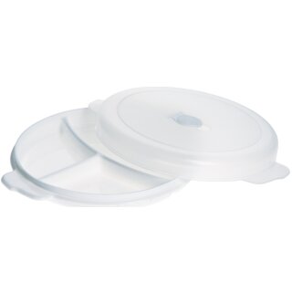 plast team Mikrowellen-Teller Micro 3 Fächer weiß/transparent