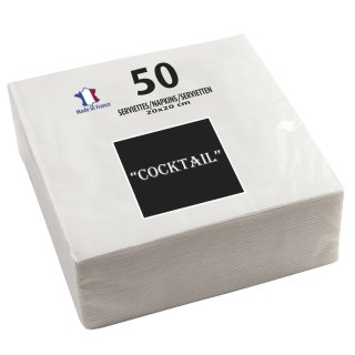 PROnappe Cocktail-Servietten 200 x 200 mm weiß 50 Stück