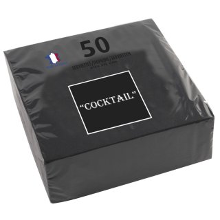 PROnappe Cocktail-Servietten 200 x 200 mm schwarz 50 Stück