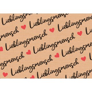SUSY CARD Geschenkpapier "Lieblingsmensch" auf Rolle (B)700 mm x (L)2 m