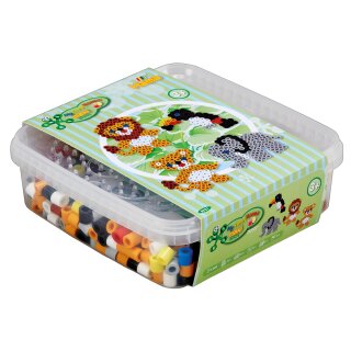 Hama Bügelperlen maxi + Stiftplatten "Löwe Elefant" in Box