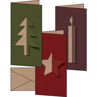 sigel Weihnachtskarten-Set "Cut-out style" DIN lang (2/3 A4) 10 Karten