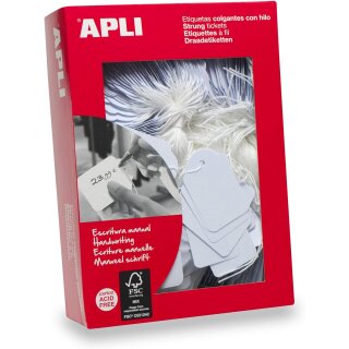 APLI Warenanhänger 50 x 70 mm weiß mit weißem Faden 400 Warenanhänger