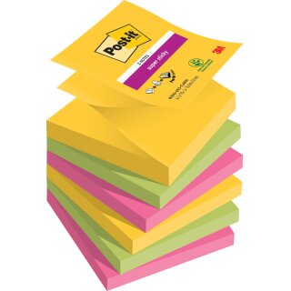 Post-it Haftnotizen Super Sticky Z-Notes 76 x 76 mm Carnival Collection 6 Blöcke